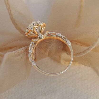 1ct Real Moissanite Ring For Women 925 Sterling Silver Flower Shape Wedding Lab Diamond Band Au750 Plated Fine Jewelry Certified