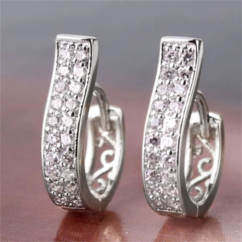 Huitan Unique Design Hoop Earrings Women Hollow Out Irregular Gold Color Earrings Wedding Engagement Party Luxury Trendy Jewelry