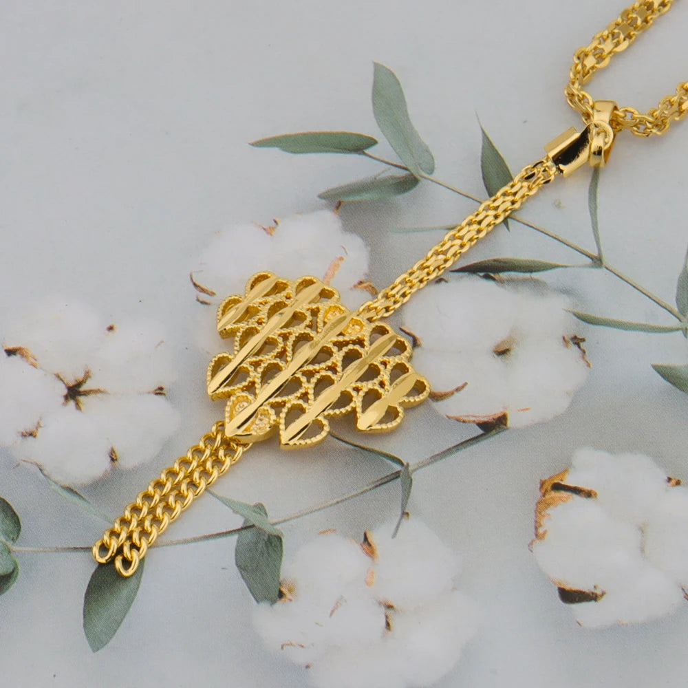 Gold-Plated Necklace Earrings Jewelry Set For Woman Fashion Charms Party Bridal Weddings Engagement Jewellery Gift