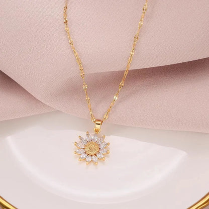 Elegant sunflower necklace celebrates love and loyalty.