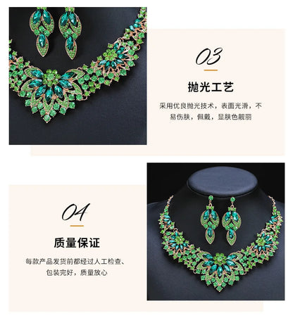 Retro Necklace Set 2-piece Set Leaves And Flowers Luxury Jewelry Wedding Accessories