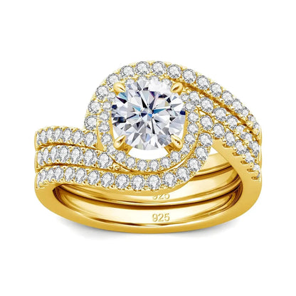 Gold ring with round diamond.