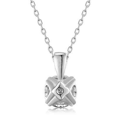 Women's 1 Carat 6.5mm EF Round Moissanite Necklace D Color Diamond Silver Plated Pendants Fine Jewelry Wedding Engagement Gift