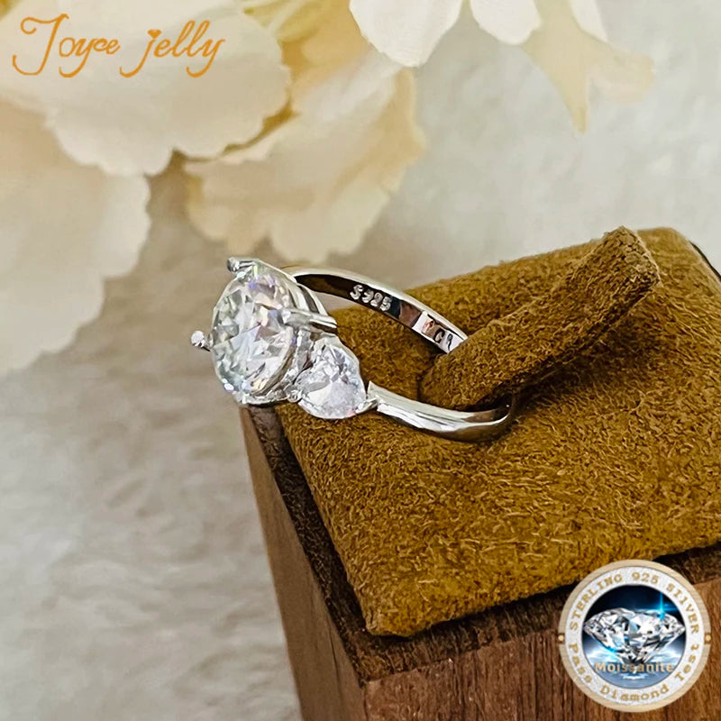 JoyceJelly Luxury Wedding Sterling 925 Silver Ring 3 Carat D-COLOR Moissanite Diamond Jewelry For Women Classic Four Claw Design