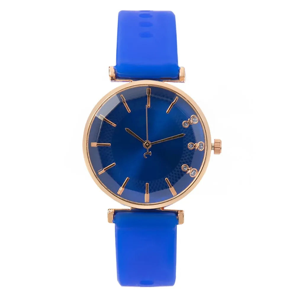 Fashion Simple With Diamonds Ladies Quartz Watches Blue CHINA