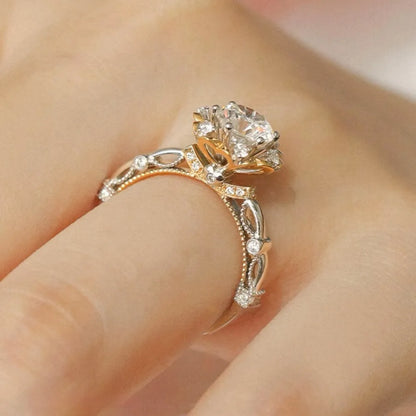 1ct Real Moissanite Ring For Women 925 Sterling Silver Flower Shape Wedding Lab Diamond Band Au750 Plated Fine Jewelry Certified