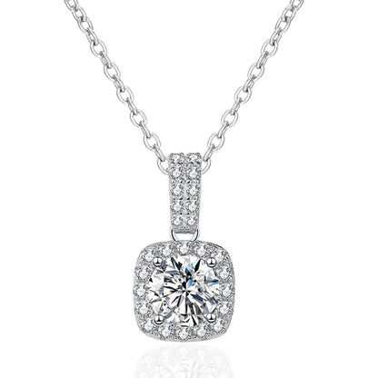 NeeTim 1ct 2ct Moissanite Pendant Necklace S925 Sterling Silver Sparkling Lab Diamond Chain for Women Engagement Fine Jewelry