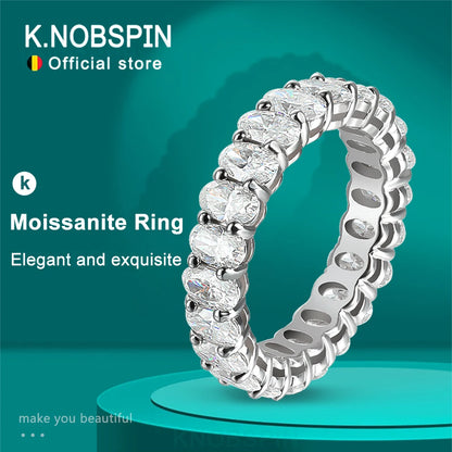 KNOBSPIN D VVS1 3*5mm Oval Moissanite Rings for Women Men Engagement Wedding Eternity Bands with GRA s925 Sliver Plated 18k Ring
