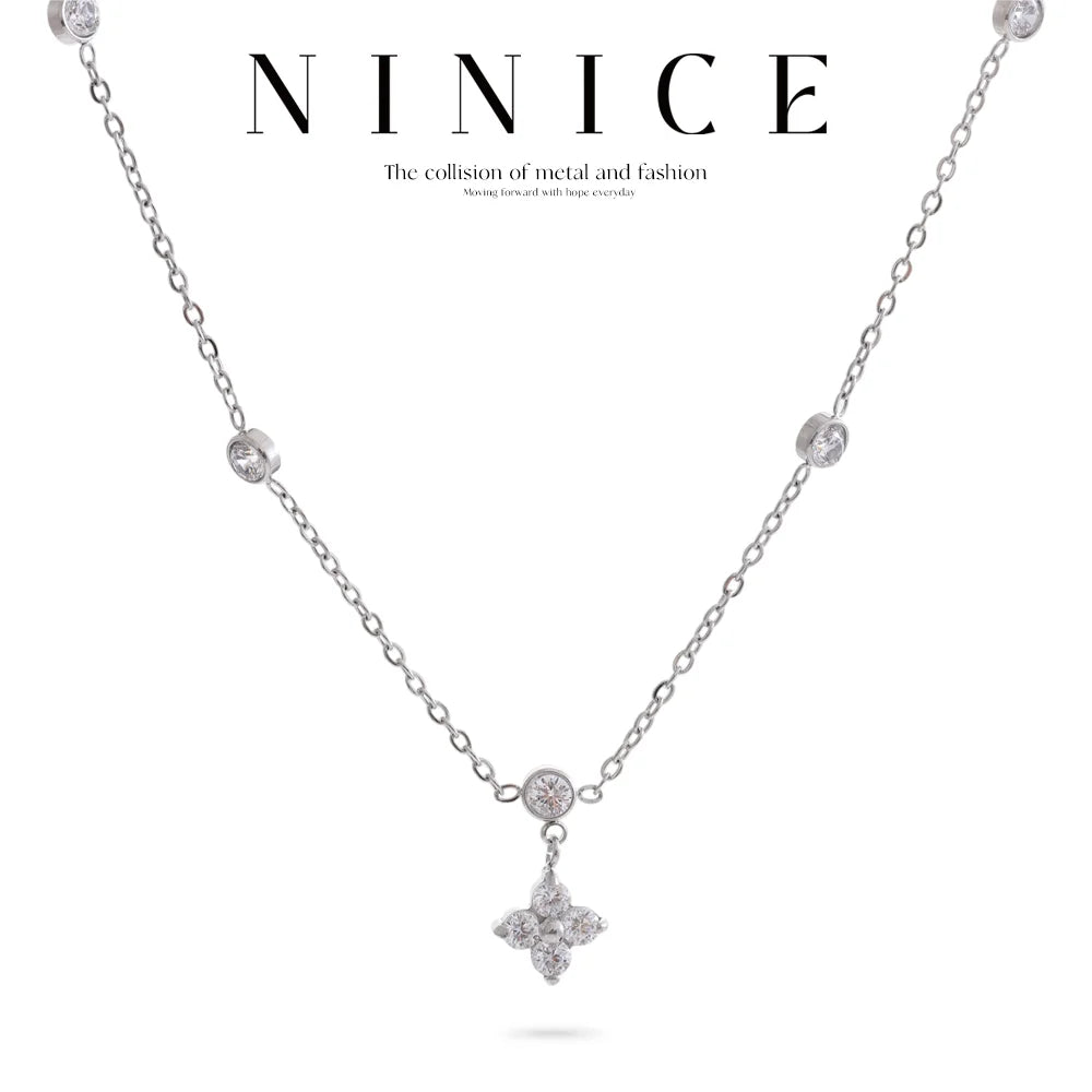 NiNice Necklaces for Women Stainless Steel Jewelry Original Heart Shaped Cubic Zirconia Pendant Engagement Wedding Gift Design