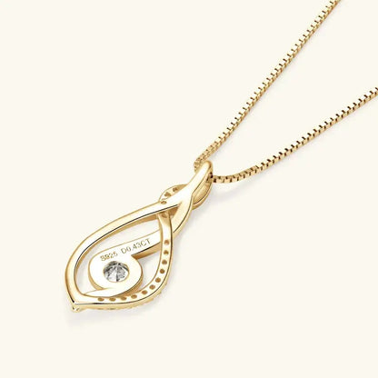 Anziw 925 Sterling Silver 4mm Round Moissanite Twist Pendant Necklace Gold Plated Sparking Diamond Party Jewelry for Women Gifts Pearl pulse Jewelry