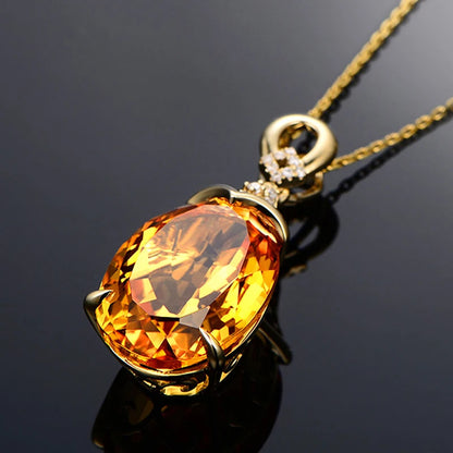 Golden Crystal Pendant Necklace Fine Jewelry Women Pendant Necklace Jewelry Engagement Anniversary Valentine's Day Birthday Gift