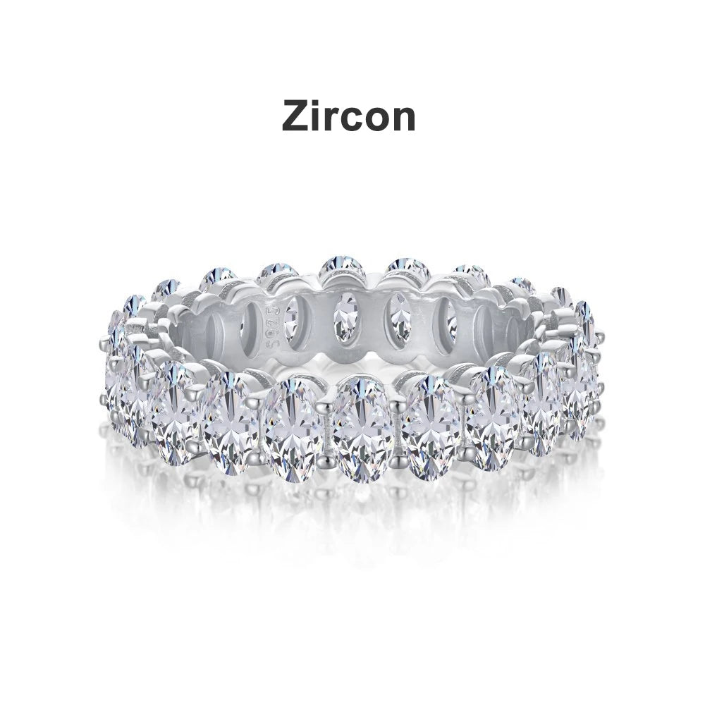 KNOBSPIN D VVS1 3*5mm Oval Moissanite Rings for Women Men Engagement Wedding Eternity Bands with GRA s925 Sliver Plated 18k Ring