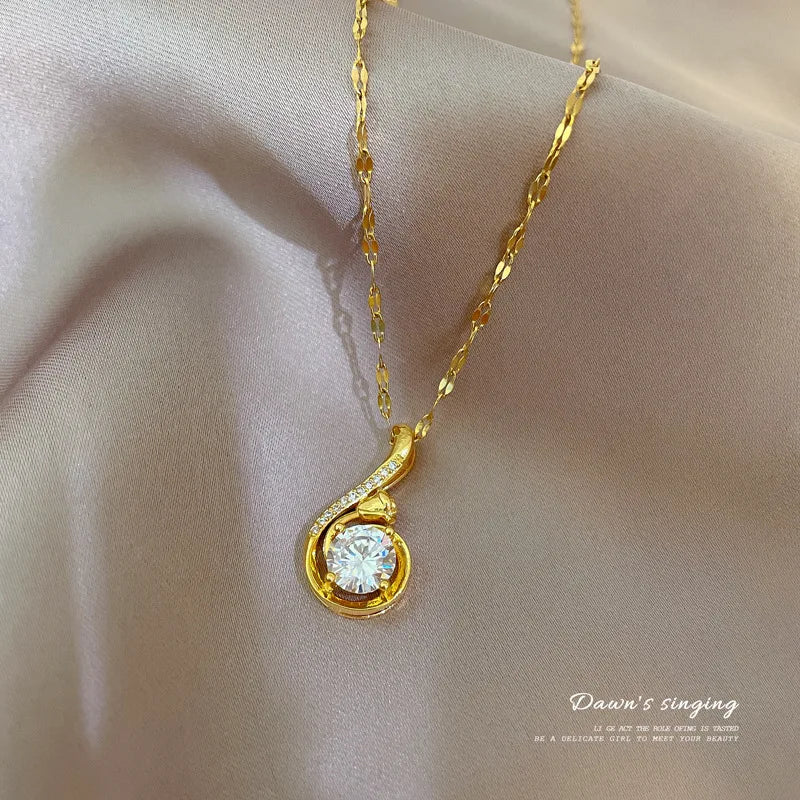 Titanium Steel Necklace for Women Elegant Choker Chain Fashionable Luxury Versatile Light Personality Jewelry