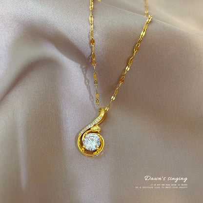 Titanium Steel Necklace for Women Elegant Choker Chain Fashionable Luxury Versatile Light Personality Jewelry