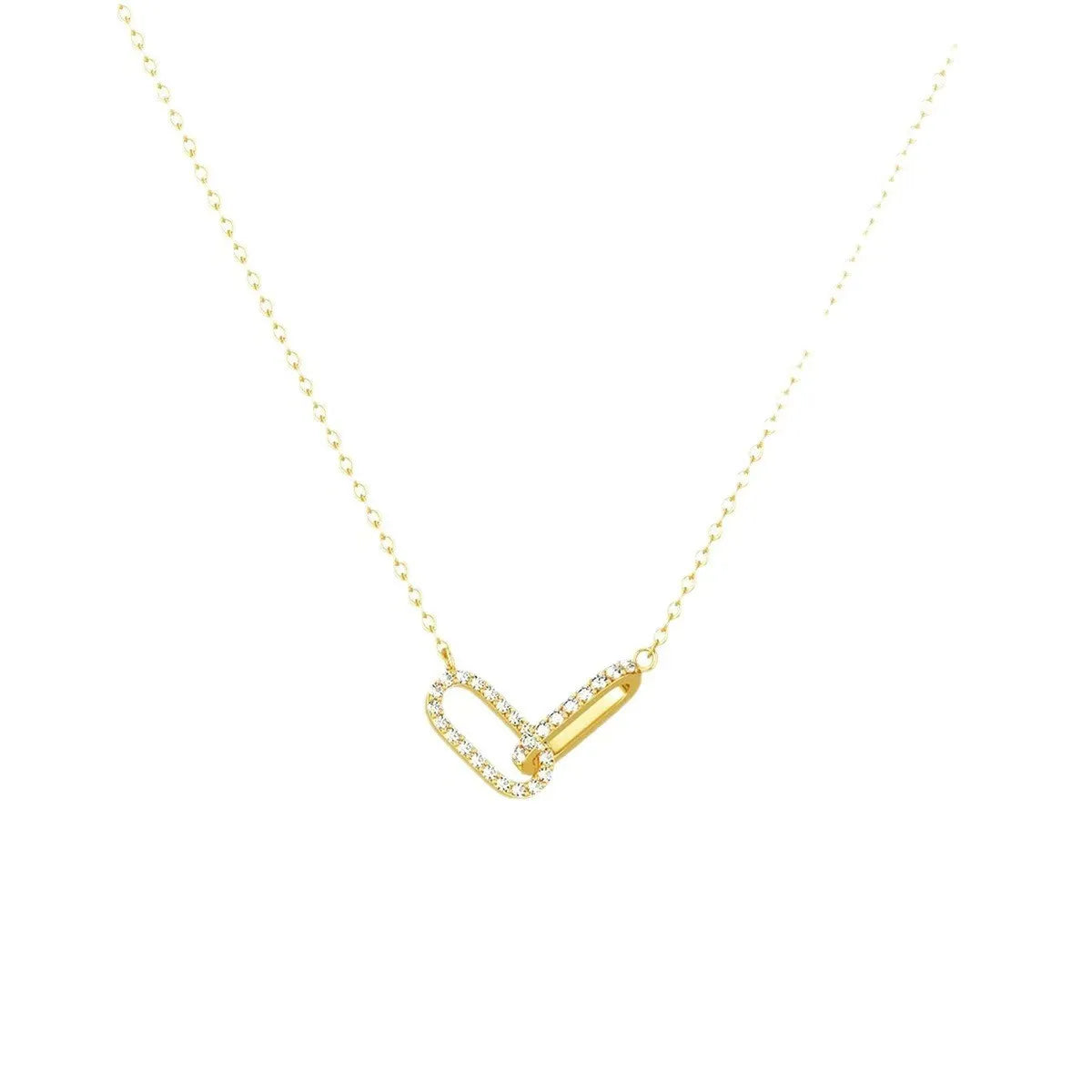 1-piece double-loop geometric collarbone chain necklace - a niche-designed, luxury-minimalist interlocking loop necklace.