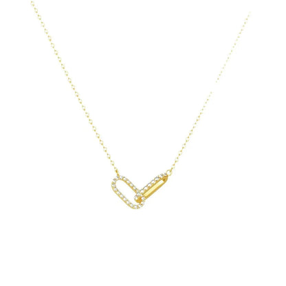 1-piece double-loop geometric collarbone chain necklace - a niche-designed, luxury-minimalist interlocking loop necklace.