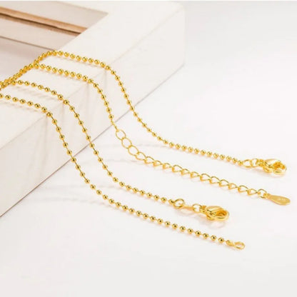 New Necklace 18k Gold Necklace Light Bead Gold Chain Women's Jewelry Necklace Wedding Party Gift Jewelry Lobster Clasp