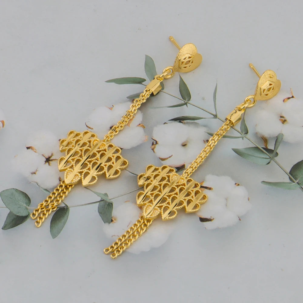 Gold-Plated Necklace Earrings Jewelry Set For Woman Fashion Charms Party Bridal Weddings Engagement Jewellery Gift