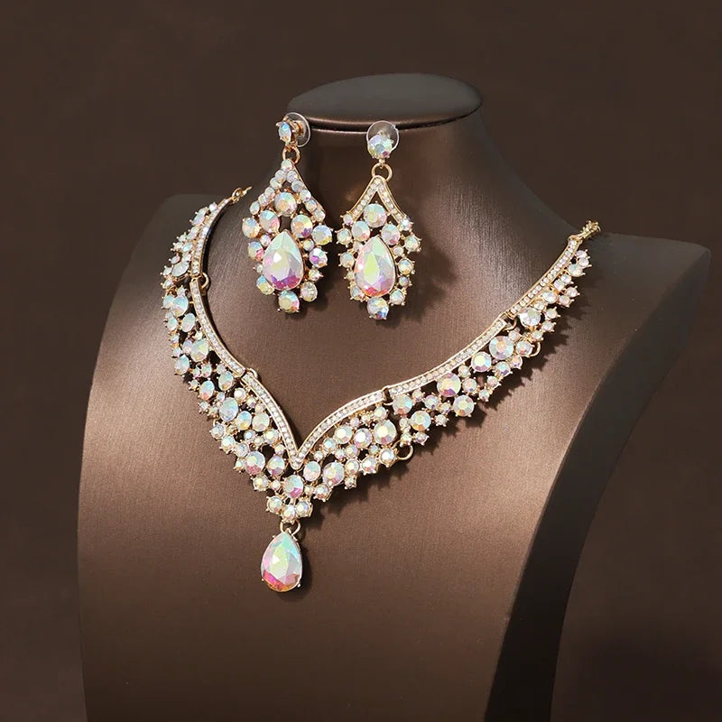 Bride Wedding Luxury Necklace Earring Set Exquisite and Elegant for Ladies Suitable for Party Festivals