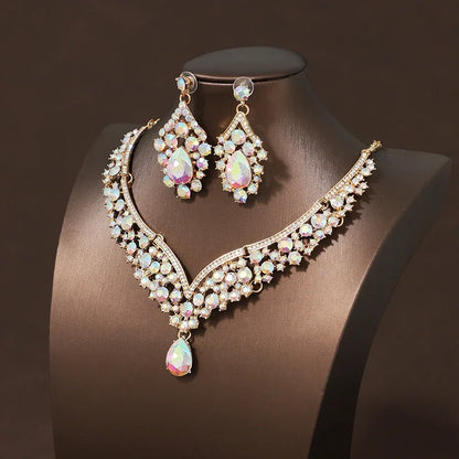 Bride Wedding Luxury Necklace Earring Set Exquisite and Elegant for Ladies Suitable for Party Festivals