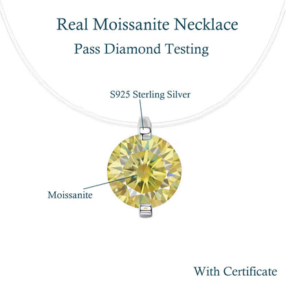 6.5/9mm Transparent Fishing Line Moissanite Necklace 925 Sterling Silver Choker Women Classic Engagement Wedding Diamond Jewelry