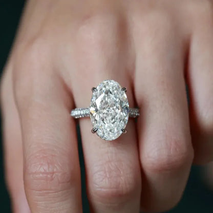 8CT Oval Cut All Moissanite Ring for Women S925 Silver Sparkling Lab Diamond Moissanite Wedding Band Fine Jewelry