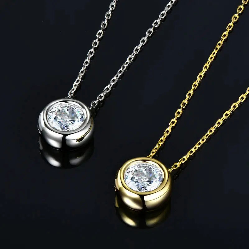 IOGOU Real 3ctw. D Color Moissanite Jewelry Set 925 Silver 18k Gold Plated Pendant Necklace.