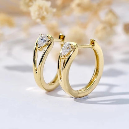 Huitan Unique Design Hoop Earrings Women Hollow Out Irregular Gold Color Earrings Wedding Engagement Party Luxury Trendy Jewelry