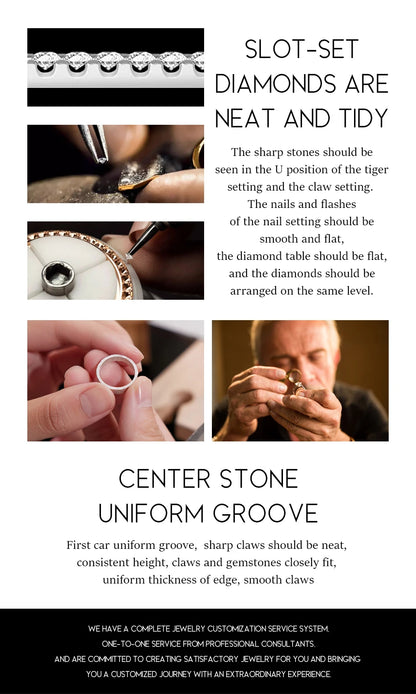Instructions on diamond setting with close-up images and text.