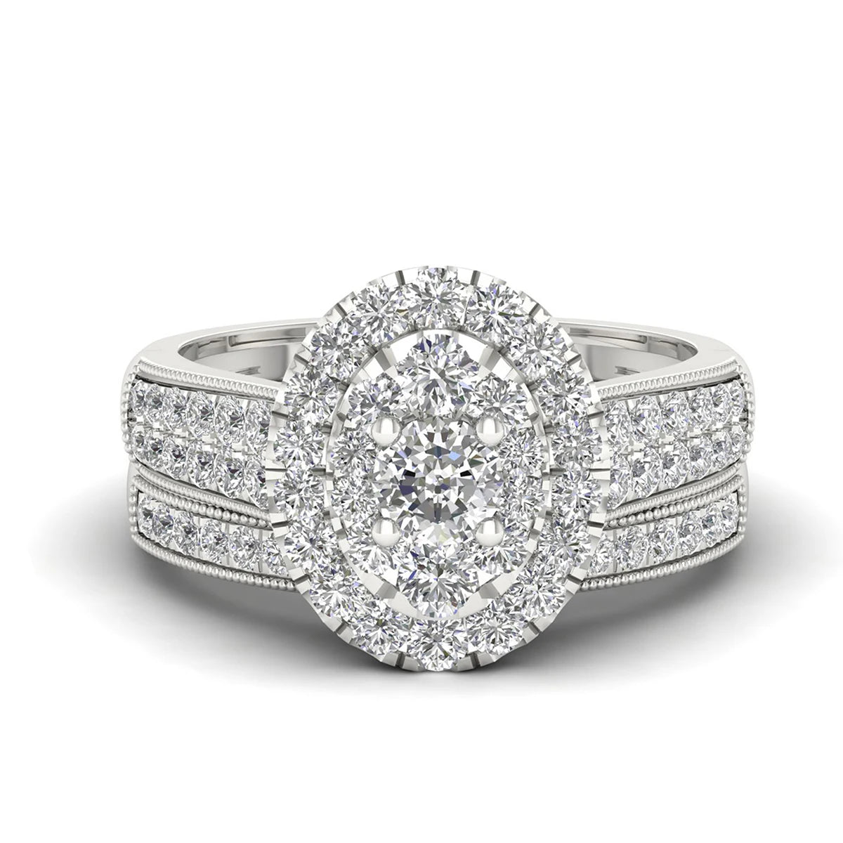 2PCS Diamond Couple Rings Set Woman Wedding Engagement Sterling Silver Ring Shining Luxury 5A Zircon 14k Gold Classic Jewelry