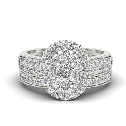 2PCS Diamond Couple Rings Set Woman Wedding Engagement Sterling Silver Ring Shining Luxury 5A Zircon 14k Gold Classic Jewelry