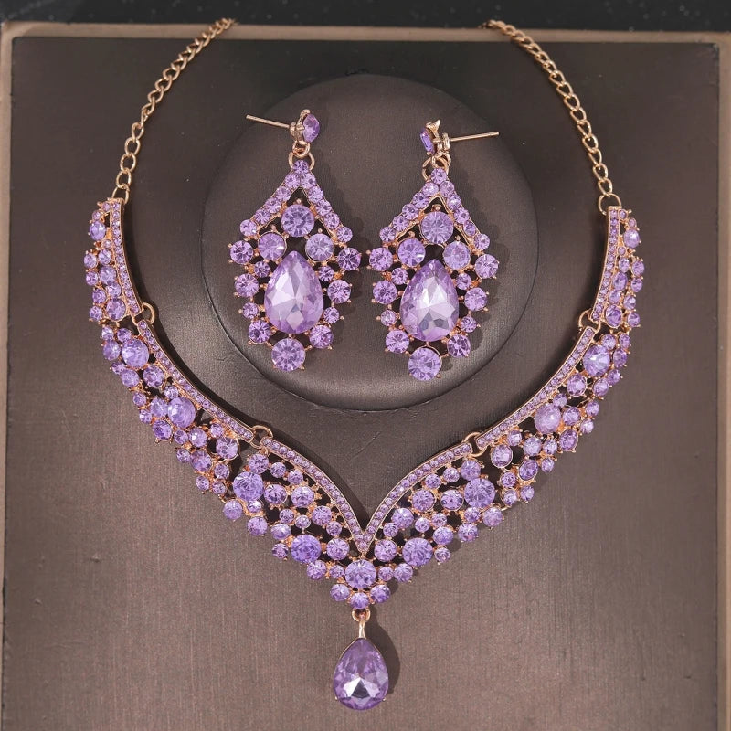 Bride Wedding Luxury Necklace Earring Set Exquisite and Elegant for Ladies Suitable for Party Festivals
