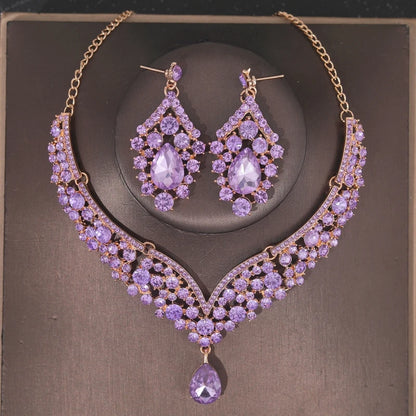 Bride Wedding Luxury Necklace Earring Set Exquisite and Elegant for Ladies Suitable for Party Festivals