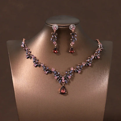 Bride Wedding Classic Necklace Earring Set Exquisite and Elegant for Ladies Suitable for Party Festivals