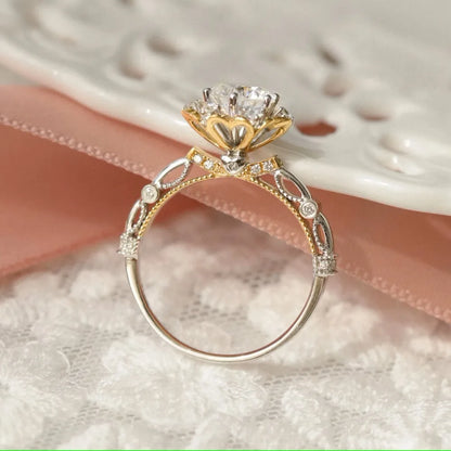 1ct Real Moissanite Ring For Women 925 Sterling Silver Flower Shape Wedding Lab Diamond Band Au750 Plated Fine Jewelry Certified