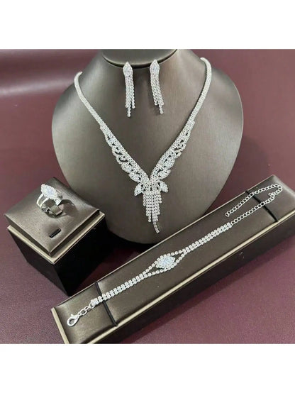 Stylish and Simple Necklace, Earrings, Bracelets, Rings, Women's Necklace Set, Elegant Dress, Wedding, Dance, Party Accessories