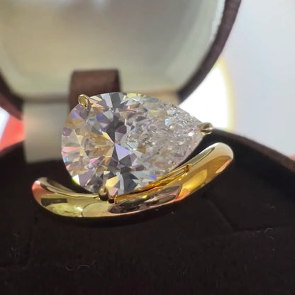 OEVAS 7*11MM 3Carat D Color Water Drop Moissanite Rings 18K Gold 100% 925 Sterling Silver Top Quality For Women Wedding Gifts