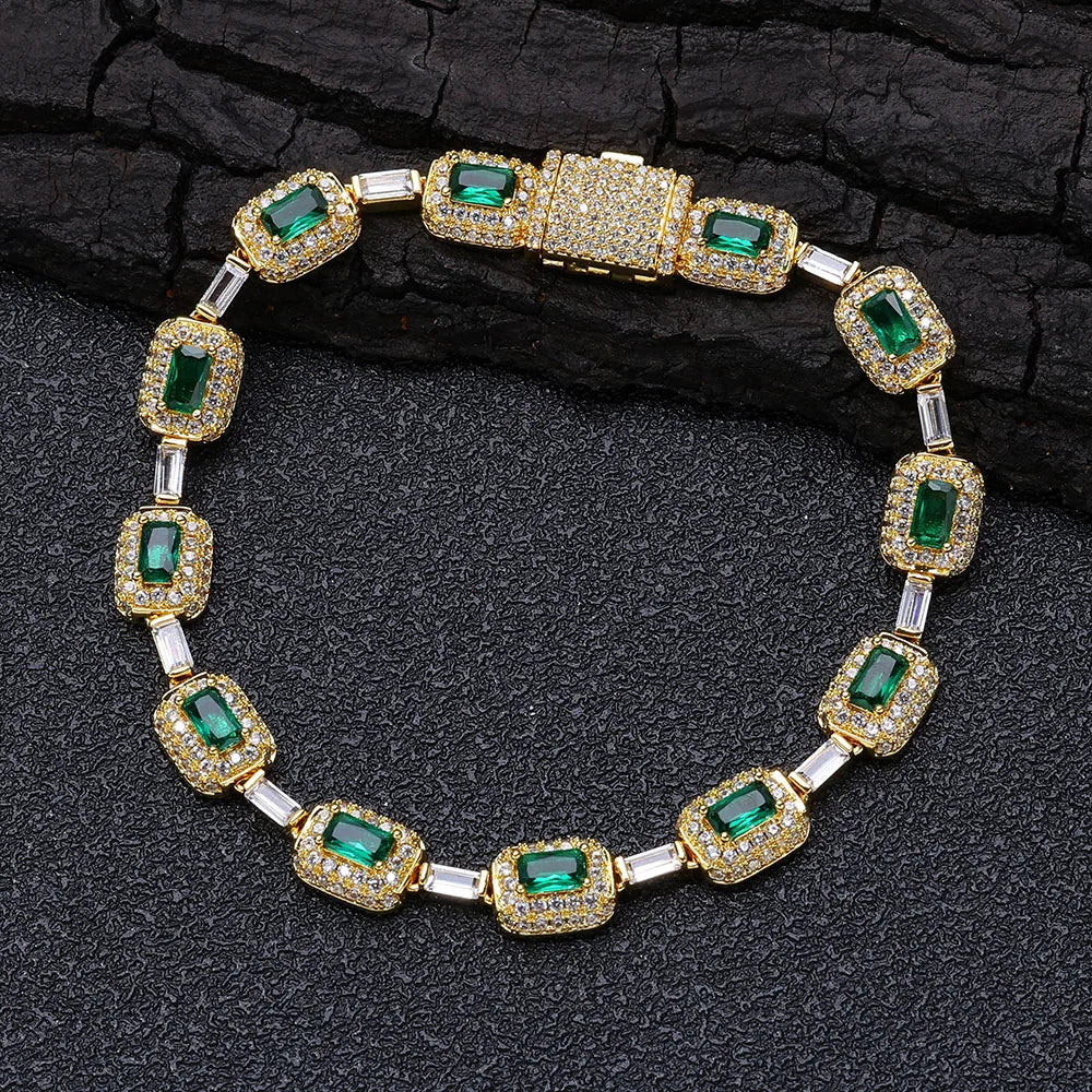 Fashion Exquisite Color Green Crystal Inlaid Ladies Charm Tennis Necklace Engagement Wedding Couple Jewelry