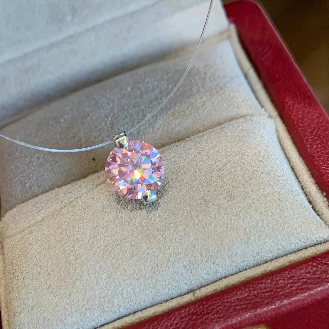 6.5/9mm Transparent Fishing Line Moissanite Necklace 925 Sterling Silver Choker Women Classic Engagement Wedding Diamond Jewelry