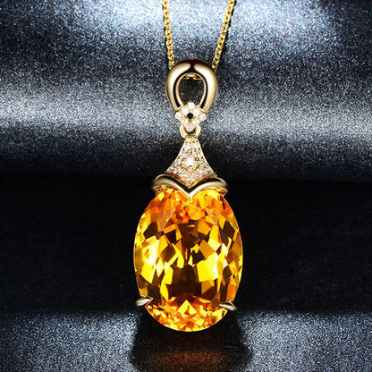 Golden Crystal Pendant Necklace Fine Jewelry Women Pendant Necklace Jewelry Engagement Anniversary Valentine's Day Birthday Gift