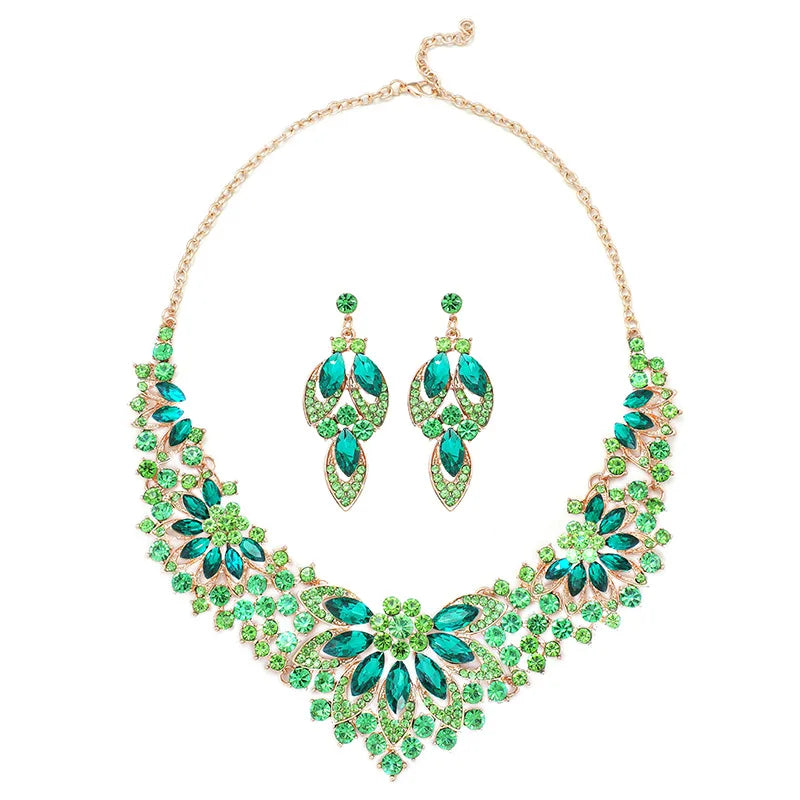 Retro Necklace Set 2-piece Set Leaves And Flowers Luxury Jewelry Wedding Accessories