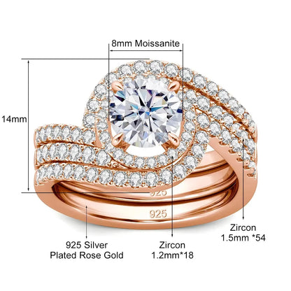 Top Quality 2PCS Moissanite Rings For Women - Pearl pulse Jewelry