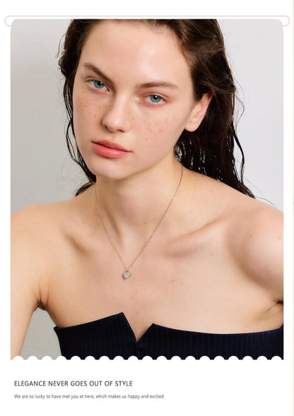 NiNice Necklaces for Women 316L Stainless Steel Original Double Layered Heart-Shaped Cubic Zirconia Pendant Romantic Engagement