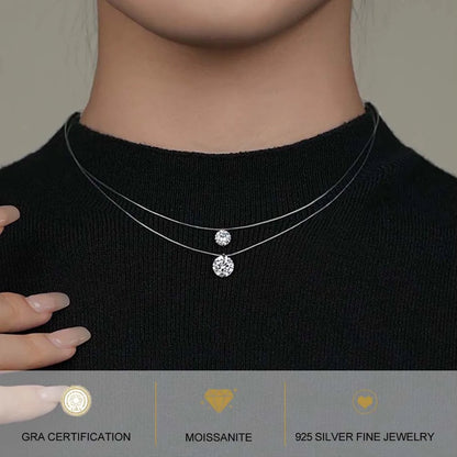 6.5/9mm Transparent Fishing Line Moissanite Necklace 925 Sterling Silver Choker Women Classic Engagement Wedding Diamond Jewelry