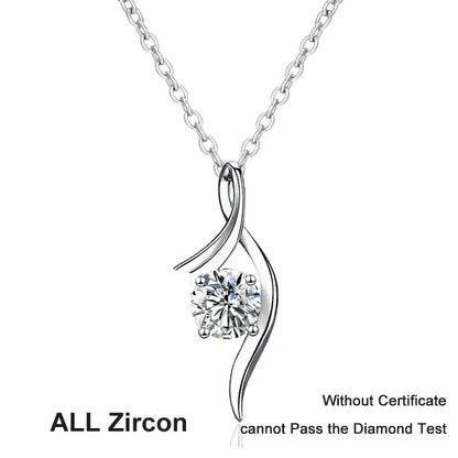 NeeTim 1ct Moissanite Pendant Necklace S925 Sterling Silver Sparkling Lab Diamond Fine Jewelry Wedding Party Necklaces for Women Pearl pulse Jewelry