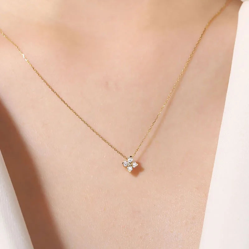 Flower Pendant Crystal Necklaces Women's Neck Chain Daily Engagement  Chokers Lucky Gift For Girls Christmas Japan Style Jewelry