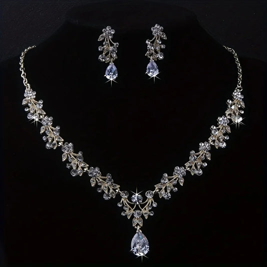 High end bride wedding necklace, bridal accessories, wedding dress accessories, gold and silver necklaces, earrings set