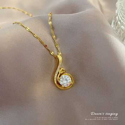 Titanium Steel Necklace for Women Elegant Choker Chain Fashionable Luxury Versatile Light Personality Jewelry