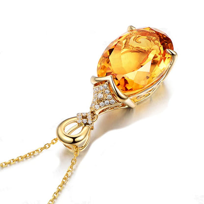 Golden Crystal Pendant Necklace Fine Jewelry Women Pendant Necklace Jewelry Engagement Anniversary Valentine's Day Birthday Gift
