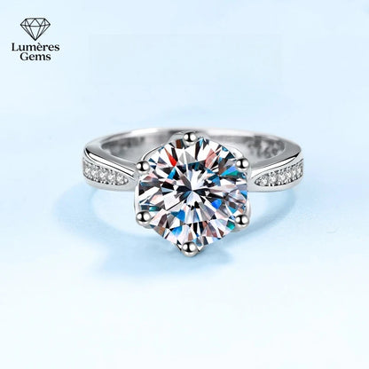 Jewelry 18K White Gold 3 Carat VVS D Color Moissanite Diamond Engagement Ring Women Wedding Anniversary Day Gift Rings For Her